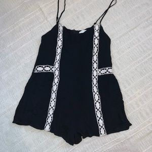 Black Romper with Cream Lace Detail 😍